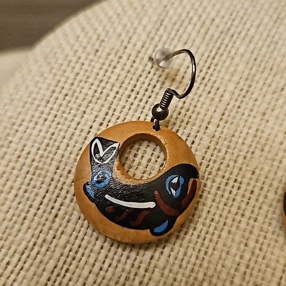 Hand Painted Fish Earrings - Picture 3 of 4